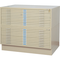 Steel Plan Files, 10 Drawers, 46-3/8" W x 35-3/8" D x 16-1/2" H Brunswick Fyr & Safety