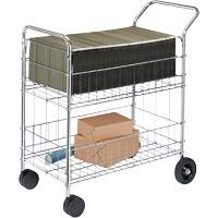 Wire Mail Cart, 200 lbs. Capacity, Chrome, 19" D x 30" L x 39-1/4" H, Chrome Plated OB185 | Brunswick Fyr & Safety