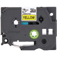 Tape Cartridge for P-touch&reg; Labeling System, 18 mm x 8 m, Black on Yellow Brunswick Fyr & Safety