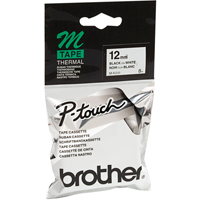 Label Tape, 12 mm x 26-1/4', Black on White Brunswick Fyr & Safety