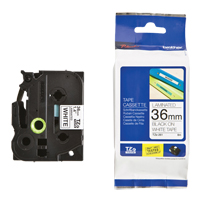 Tape Cartridge for P-touch&reg; Labeling System, 36 mm x 26-1/4', Black on White Brunswick Fyr & Safety