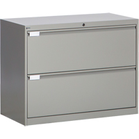 Lateral Filing Cabinet, Steel, 2 Drawers, 36" W x 18" D x 27-7/8" H, Grey Brunswick Fyr & Safety