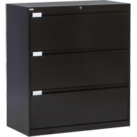 Lateral Filing Cabinet, Steel, 3 Drawers, 36" W x 18" D x 40-1/16" H, Black OP216 | Brunswick Fyr & Safety