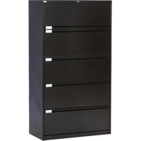 Lateral Filing Cabinet, Steel, 5 Drawers, 36" W x 18" D x 65-1/2" H, Black Brunswick Fyr & Safety