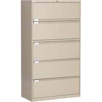 Lateral Filing Cabinet, Steel, 5 Drawers, 36" W x 18" D x 65-1/2" H, Beige OP223 | Brunswick Fyr & Safety