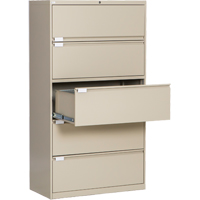 Lateral Filing Cabinet, Steel, 5 Drawers, 36" W x 18" D x 65-1/2" H, Beige OP223 | Brunswick Fyr & Safety