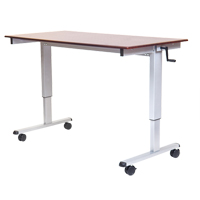 Adjustable Stand-Up Workstations, Stand-Alone Desk, 48-1/2" H x 48" W x 32-1/2" D, Walnut OP282 | Brunswick Fyr & Safety