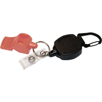 Self Retracting ID Badge and Key Reel with Whistle, Zinc Alloy Metal, 24" Cable, Carabiner Attachment Brunswick Fyr & Safety