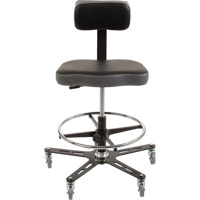 TF160™ Industrial Grade Ergonomic Chair, Mobile, Adjustable, 20-1/2" - 28-1/2", Vinyl Seat, Black/Grey OP491 | Brunswick Fyr & Safety