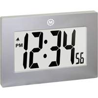 Large Frame Digital Wall Clock, Digital, Battery Operated, Silver OR505 | Brunswick Fyr & Safety