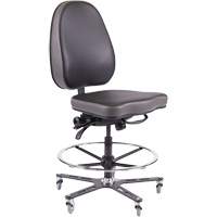 TF180 Ergonomic Industrial Chair, Mobile, Adjustable, Vinyl Seat, Black Brunswick Fyr & Safety