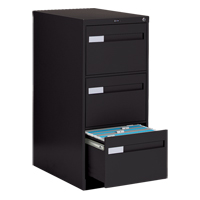 Vertical Filing Cabinet with Recessed Drawer Handles, 3 Drawers, 18.15" W x 26.56" D x 40" H, Black OTE618 | Brunswick Fyr & Safety
