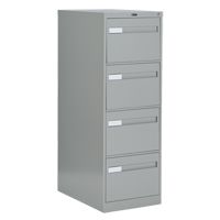 Vertical Filing Cabinet with Recessed Drawer Handles, 4 Drawers, 18.15" W x 26.56" D x 52" H, Grey OTE625 | Brunswick Fyr & Safety