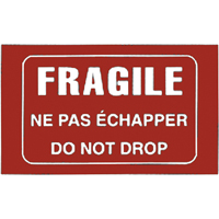 "Fragile" Bilingual Special Handling Labels, 5" L x 3" W, White on Red Brunswick Fyr & Safety