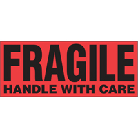 "Fragile Handle with Care" Special Handling Labels, 5" L x 2" W, Black on Red Brunswick Fyr & Safety