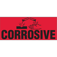 "Corrosive" Special Handling Labels, 5" L x 2" W, Black on Red PB422 | Brunswick Fyr & Safety