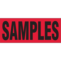 "Samples" Special Handling Labels, 5" L x 2" W, Black on Red PB424 | Brunswick Fyr & Safety