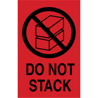 "Do Not Stack" International Shipping Labels, 6" L x 4" W, Black on Red Brunswick Fyr & Safety