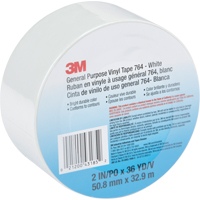 General Purpose Vinyl Tape 764, 48 mm (2") W x 32.9 m (108') L, White Brunswick Fyr & Safety