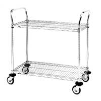 Standard-Duty Utility Cart With Wire Shelves, Chrome Plated, 18" x 39" x 36", 375 lbs. Capacity Brunswick Fyr & Safety