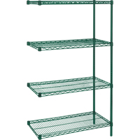 &eacute;tag&egrave;res robustes en treillis m&eacute;tallique au fini &eacute;poxy vert, Ensemble de Ajout, 4 Tablettes, 30" la x 63" h x 14" p Brunswick Fyr & Safety
