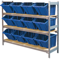 Wide Span Shelving with Jumbo Plastic Bins, Steel, Boltless, 800 lbs. Capacity, 66" W x 60" H x 18" D Brunswick Fyr & Safety