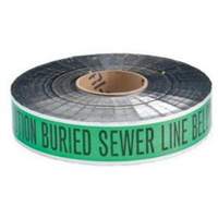 Ruban d'avertissement de danger souterrain Sewer Line Identoline, 2" la x 1000' lo, Noir sur vert Brunswick Fyr & Safety