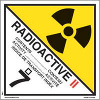 Category 2 Radioactive Materials TDG Shipping Labels, 4" L x 4" W, Black on White SAG878 | Brunswick Fyr & Safety