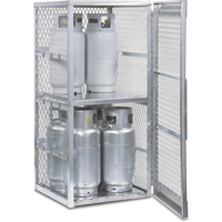 Aluminum LPG Cylinder Locker Storage, 8 Cylinder Capacity, 30" W x 32" D x 65" H, Silver SAI574 | Brunswick Fyr & Safety