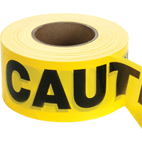 Barricade Tape, English, 3" W x 1000' L, 2 mils, Black on Yellow Brunswick Fyr & Safety