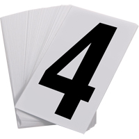 Numéros autocollants, 4, 3-1/2" h, Noir sur blanc SAO092 | Brunswick Fyr & Safety