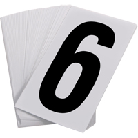 Numéros autocollants, 6, 3-1/2" h, Noir sur blanc SAO094 | Brunswick Fyr & Safety