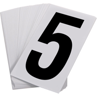 Numéros autocollants, 5, 3-1/2" h, Noir sur blanc SAO095 | Brunswick Fyr & Safety
