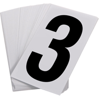 Numéros autocollants, 3, 3-1/2" h, Noir sur blanc SAO103 | Brunswick Fyr & Safety