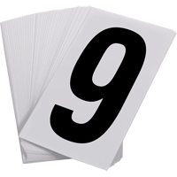 Numéros autocollants, 9, 3-1/2" h, Noir sur blanc SAO109 | Brunswick Fyr & Safety