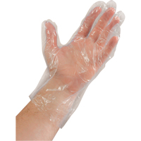Disposable Gloves, Medium, Polyethylene, 0.02-mil, Powdered, Clear SAN741 | Brunswick Fyr & Safety