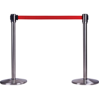 Barri&egrave;res sur pieds pour le contr&ocirc;le des foules, Acier, 35" h, Ruban Rouge, Longueur du ruban 7' Brunswick Fyr & Safety