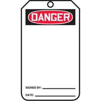 Safety Tags, Plastic, 3-3/8" W x 5-7/8" H, English Brunswick Fyr & Safety