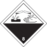 TDG Shipping Labels, Class 8, Corrosives, Paper Brunswick Fyr & Safety