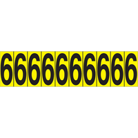 Individual Adhesive Number Markers, 6, 1-15/16" H, Black on Yellow SC837 | Brunswick Fyr & Safety