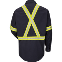 Work Shirt with Reflective Trim, Cotton/Nylon, Medium, High Visibility Orange Brunswick Fyr & Safety