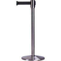 Barri&egrave;res sur pieds pour le contr&ocirc;le des foules, Acier, 35" h, Ruban Noir, Longueur du ruban 12' Brunswick Fyr & Safety