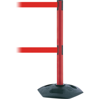 Poteau robuste &agrave; ligne double, Plastique, 38" h, Ruban Rouge, Longueur du ruban 13' Brunswick Fyr & Safety
