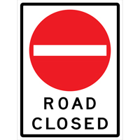 Enseigne enroulable de circulation  Road Closed , 36" x 48", Vinyle, Anglais avec pictogramme Brunswick Fyr & Safety