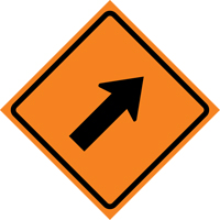 Right Diagonal Arrow Roll-Up Traffic Sign, 36" x 36", Vinyl, Pictogram Brunswick Fyr & Safety