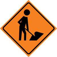 Men at Work Roll-Up Traffic Sign, 36" x 36", Vinyl, Pictogram Brunswick Fyr & Safety