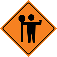 Flagman Roll-Up Sign Traffic Sign, 36" x 36", Vinyl, Pictogram Brunswick Fyr & Safety
