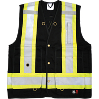 Fire Retardant Surveyor Safety Vest, Black, Small, Cotton Brunswick Fyr & Safety