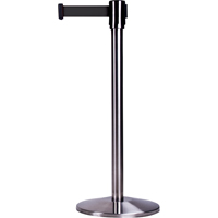 Barri&egrave;res sur pieds pour le contr&ocirc;le des foules, Acier, 35" h, Ruban Noir, Longueur du ruban 7' Brunswick Fyr & Safety
