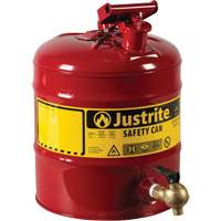 Laboratory Safety Can with Faucet, Type I, Steel, 5 US gal., Red, FM Approved Brunswick Fyr & Safety